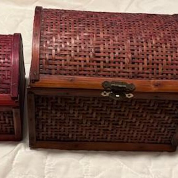 3 wood woven stacking boxes - Picture 3 of 8